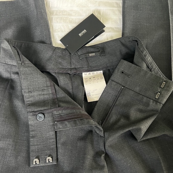 BOSS. HUGO BOSS. Juicyra3 Charcoal Grey Pant Suit Size 2 - Picture 12 of 14